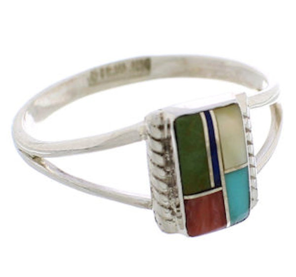 Multicolor Southwestern Silver Ring Size 5-1/2 EX43187