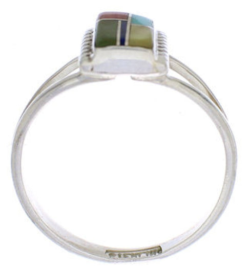 Multicolor Southwestern Silver Ring Size 5-1/2 EX43187
