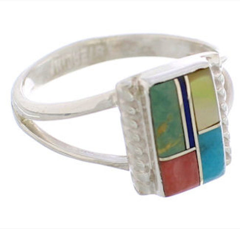 Multicolor And Sterling Silver Ring Size 5-1/2 EX43191