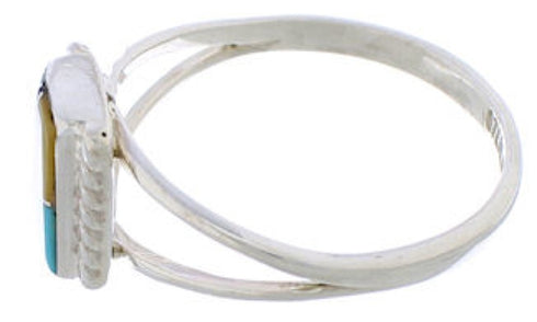 Multicolor Inlay Southwestern Ring Size 6-1/2 EX43215