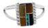 Sterling Silver Multicolor Inlay Ring Size 6-1/2 EX43258