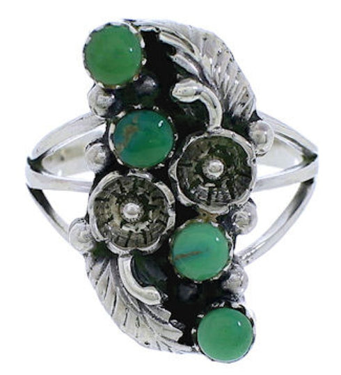 Turquoise Sterling Silver Flower Ring Size 6-1/4 EX45212