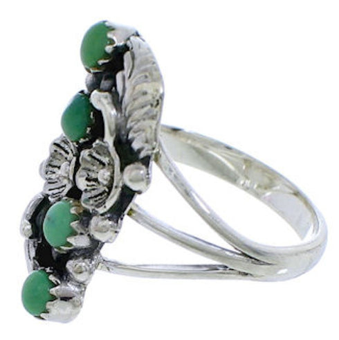 Turquoise Sterling Silver Flower Ring Size 6-1/4 EX45212