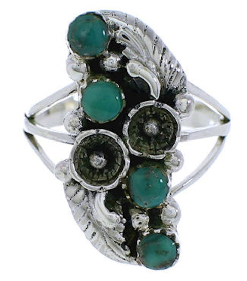 Genuine Sterling Silver Turquoise Flower Ring Size 6-1/2 EX45220