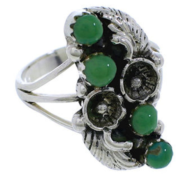 Turquoise Flower Southwest Silver Ring Size 6 EX45222
