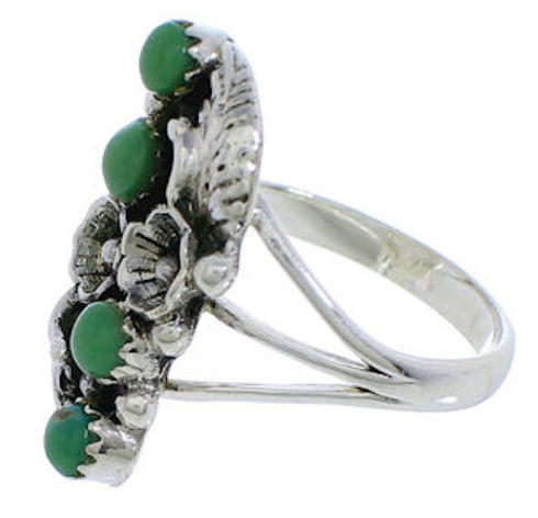 Turquoise Flower Southwest Silver Ring Size 6 EX45222