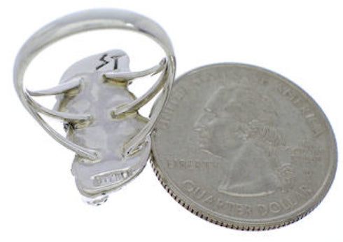 Turquoise Flower Southwest Silver Ring Size 6 EX45222