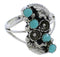 Turquoise Genuine Sterling Silver Flower Ring Size 7-3/4 EX45229