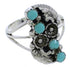 Turquoise Genuine Sterling Silver Flower Ring Size 7-3/4 EX45229
