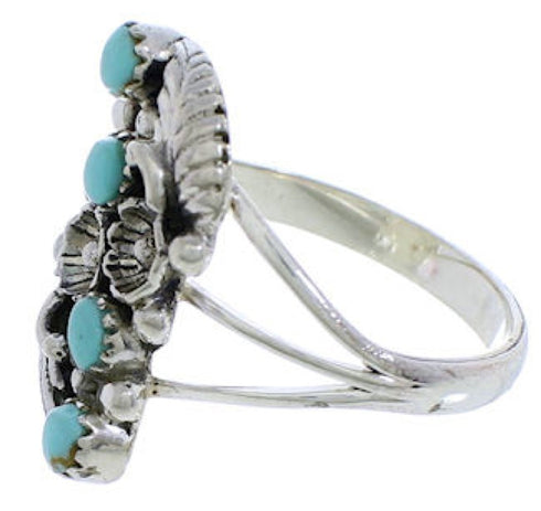 Turquoise Genuine Sterling Silver Flower Ring Size 7-3/4 EX45229