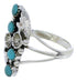 Southwestern Silver Flower Turquoise Ring Size 4-3/4 EX45290