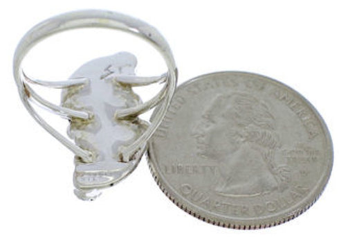 Southwestern Silver Flower Turquoise Ring Size 4-3/4 EX45290