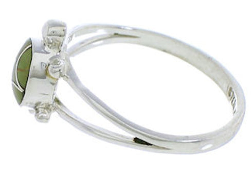 Southwestern Silver Turquoise Turtle Ring Size 5-1/4 EX45371