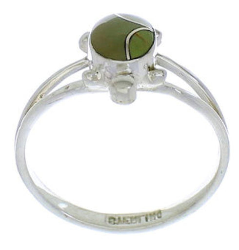 Southwestern Silver Turquoise Turtle Ring Size 5-1/4 EX45371
