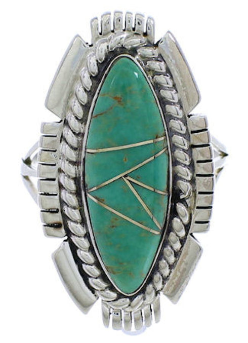 Genuine Sterling Silver Turquoise Jewelry Ring Size 8-1/2 TX40674