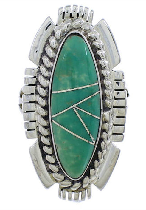 Silver Turquoise Inlay Jewelry Ring Size 4-3/4 TX40675