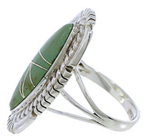 Southwestern Silver Turquoise Inlay Jewelry Ring Size 5-1/4 TX40678