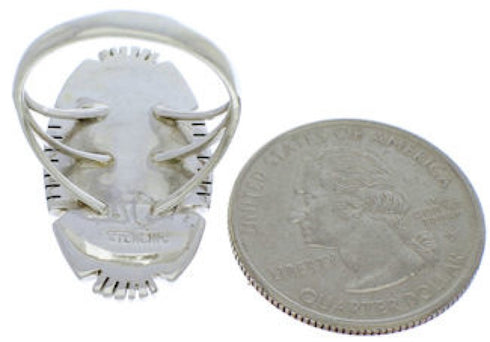 Southwestern Silver Turquoise Inlay Jewelry Ring Size 5-1/4 TX40678