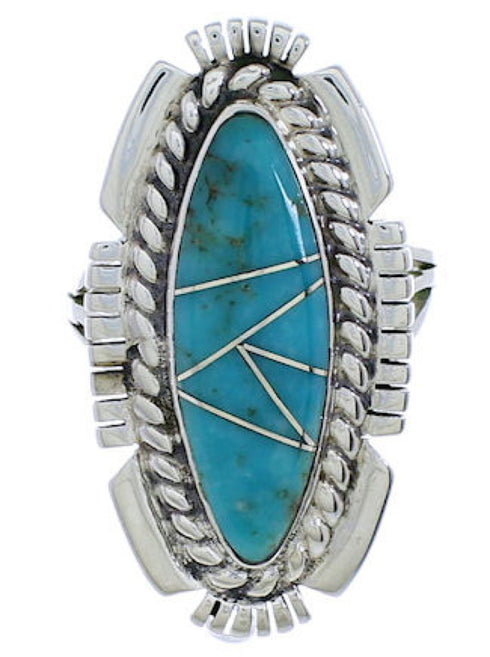 Southwestern Sterling Silver Turquoise Jewelry Ring Size 6-1/2 TX40683