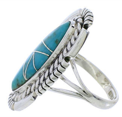 Southwestern Sterling Silver Turquoise Jewelry Ring Size 6-1/2 TX40683