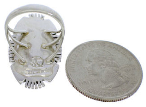 Sterling Silver Southwest Turquoise Inlay Ring Size 7-3/4 TX40696