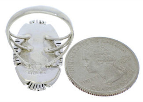 Southwest Turquoise Inlay Jewelry Silver Ring Size 6-1/2 TX40717