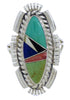 Multicolor Inlay Silver Jewelry Southwest Ring Size 7-1/2 TX40735