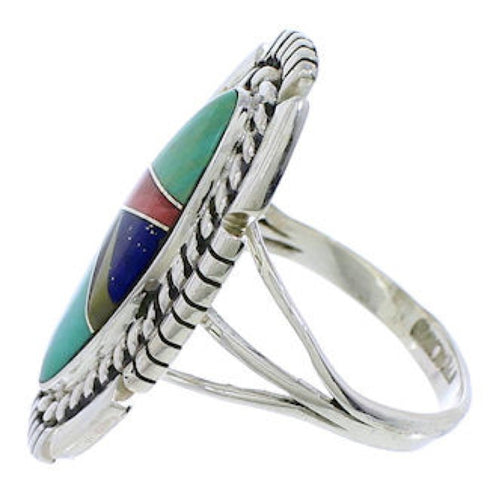 Multicolor Sterling Silver Jewelry Southwest Ring Size 8-1/4 TX40739