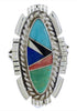 Multicolor Inlay Silver Southwest Ring Size 7 TX40755