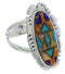 Sterling Silver Multicolor Inlay Southwest Ring Size 8-1/2 TX38003