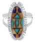 Sterling Silver Multicolor Inlay Southwest Ring Size 8-1/2 TX38003