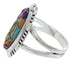 Genuine Sterling Silver And Multicolor Inlay Ring Size 8-3/4 TX38004