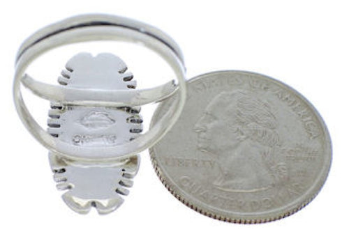 Genuine Sterling Silver And Multicolor Inlay Ring Size 8-3/4 TX38004