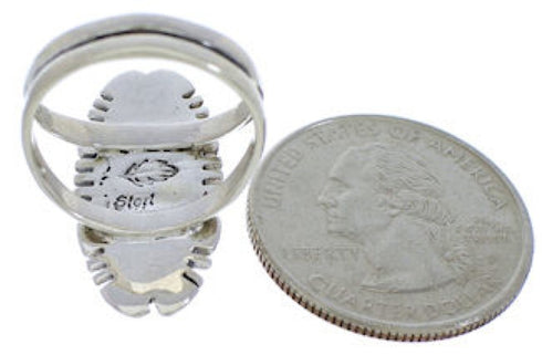 Southwestern Sterling Silver Multicolor Inlay Ring Size 5-3/4 TX38014