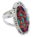 Southwestern Sterling Silver Multicolor Inlay Ring Size 8-1/2 TX38038