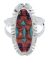 Authentic Sterling Silver Multicolor Inlay Ring Size 7-1/2 TX38031