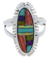 Southwestern Inlay Genuine Silver Multicolor Ring Size 7-1/2 TX38123