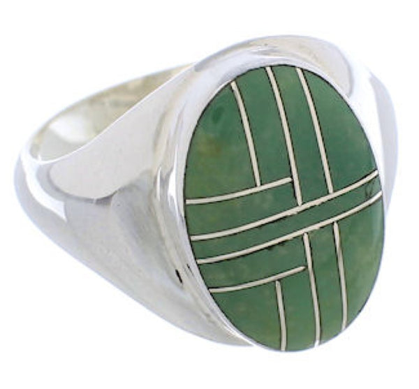 Turquoise Inlay Sterling Silver Southwestern Ring Size 8-3/4 WX42237