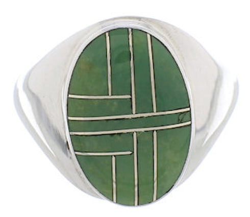 Turquoise Inlay Sterling Silver Southwestern Ring Size 8-3/4 WX42237