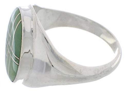 Turquoise Inlay Sterling Silver Southwestern Ring Size 8-3/4 WX42237