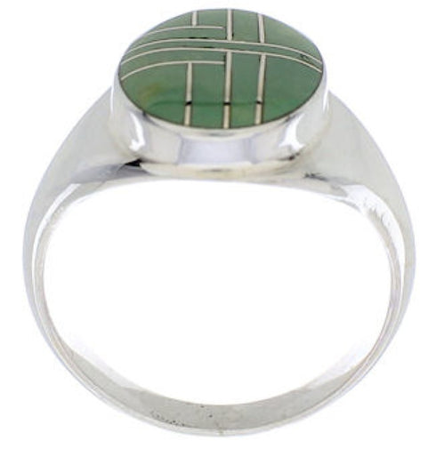 Turquoise Inlay Sterling Silver Southwestern Ring Size 8-3/4 WX42237