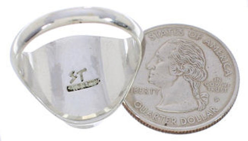 Turquoise Inlay Sterling Silver Southwestern Ring Size 8-3/4 WX42237