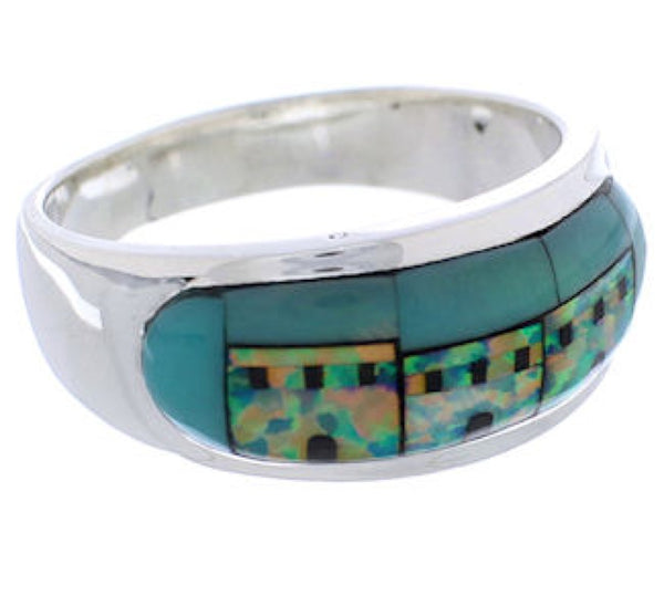 Multicolor Native American Design Silver Ring Size 11-1/4 TX41978