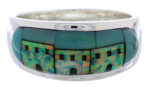 Multicolor Native American Design Silver Ring Size 11-1/4 TX41978