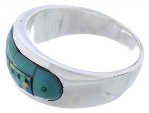 Multicolor Native American Design Silver Ring Size 11-1/4 TX41978