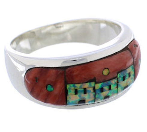 Native American Pueblo Design Multicolor Ring Size 11-1/4 TX42073