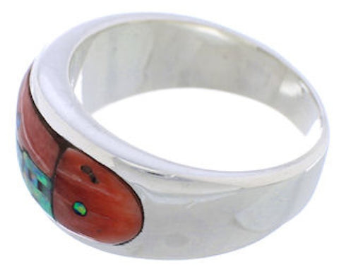 Native American Pueblo Design Multicolor Ring Size 11-1/4 TX42073
