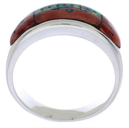 Native American Pueblo Design Multicolor Ring Size 11-1/4 TX42073