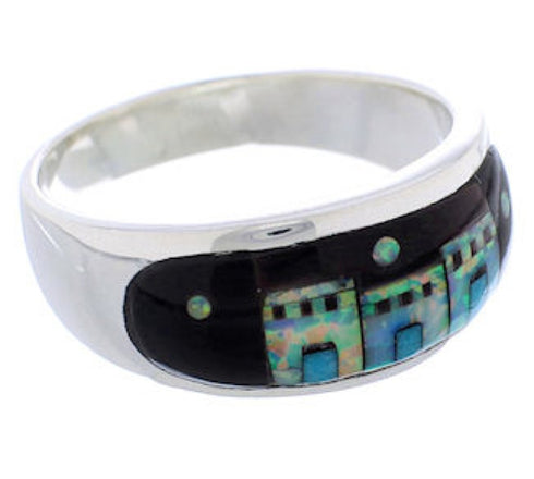Native American Design Silver Multicolor Ring Size 9-1/2 TX42104