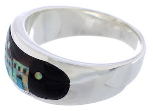 Native American Design Silver Multicolor Ring Size 9-1/2 TX42104